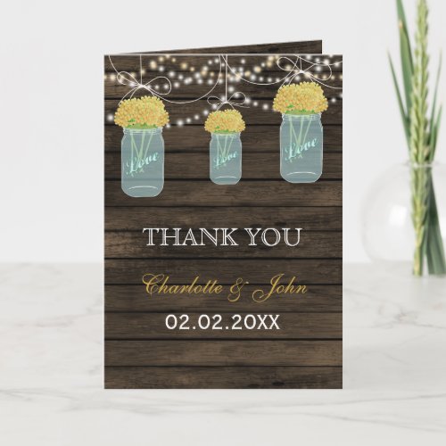 Barnwood yellow floral mason jars  Thank You