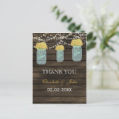 Barnwood yellow flowers mason jars Thank You notes (Standing Front)