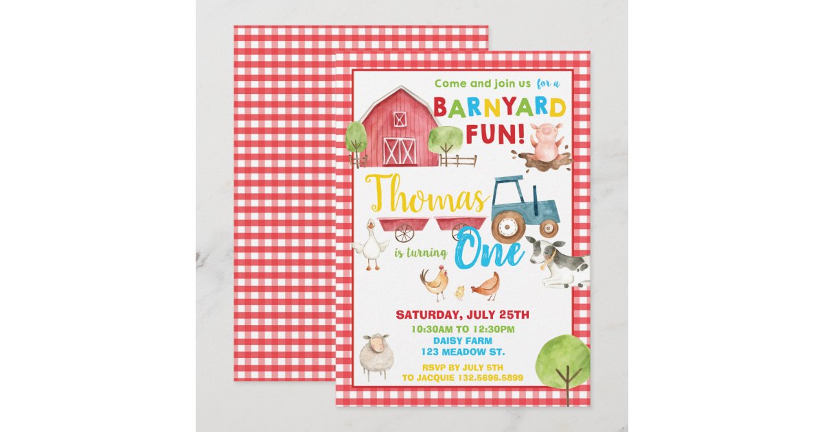 Barnyard 1st Birthday Party Cute Farm Animals Invitation | Zazzle