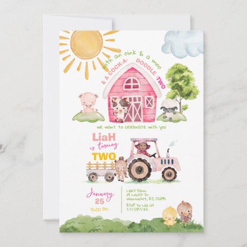 Barnyard 2nd Birthday Photo Invitation
