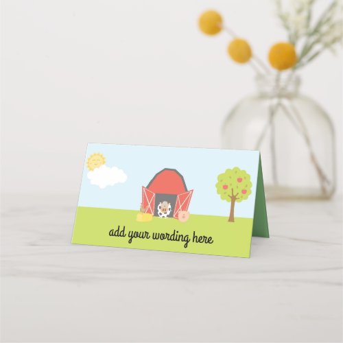 Barnyard and Farm Animals Birthday Party Place Card