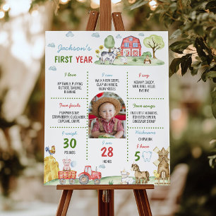 Barnyard Animal First Year Photo Milestone Poster