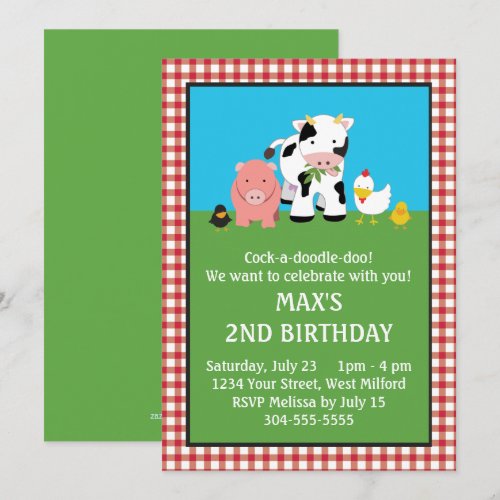 Barnyard Animal Friends Birthday Invitation