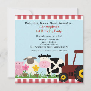 Barnyard Animal Fun Birthday Party Invitation