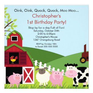 Barnyard Animal Fun Birthday Party Invitation