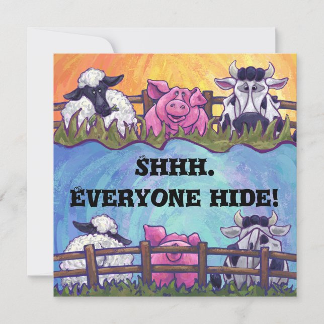 Barnyard Animal Surprise Party Invitation (Front)