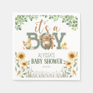 Barnyard Animals Baby Boy Baby Shower Napkins