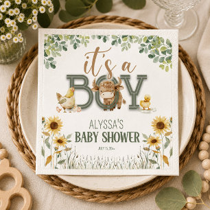 Barnyard Animals Baby Boy Baby Shower Napkins