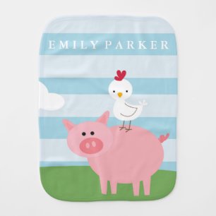 Barnyard Animals Baby Burp Cloth