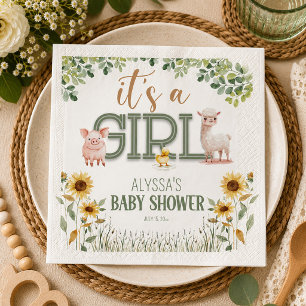 Barnyard Animals Baby Girl Baby Shower Napkins