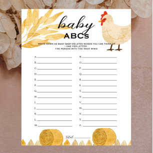 Barnyard Animals - Baby Shower Baby ABCs Game