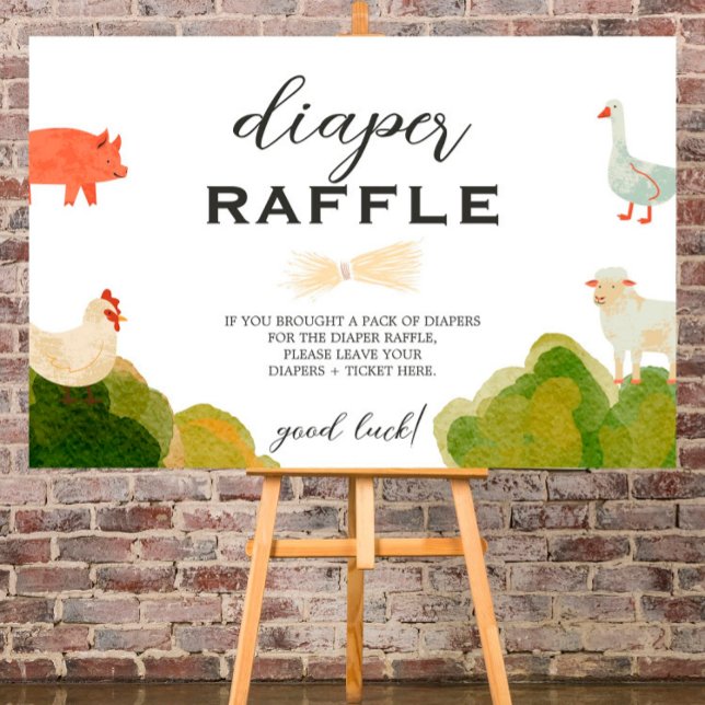 Barnyard Animals - Baby Shower Diaper Raffle Sign (Creator Uploaded)