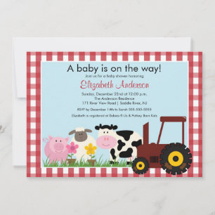 Barnyard Animals Baby Shower Invitation