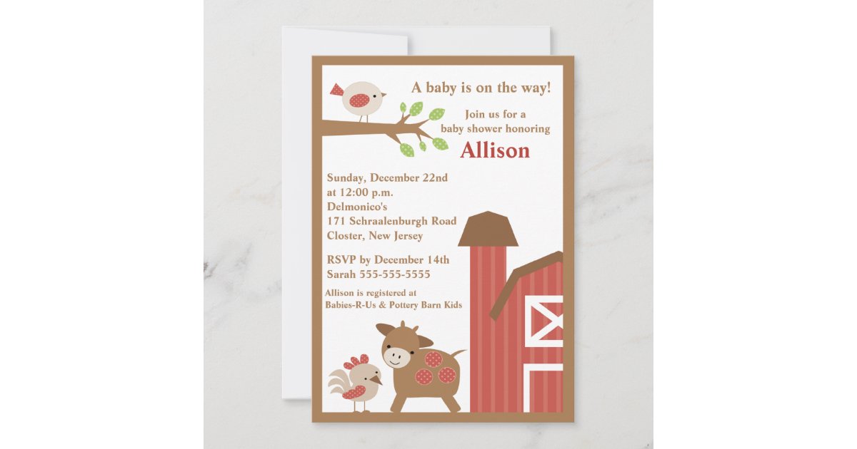 Barnyard Animals Baby Shower Invitation Zazzle