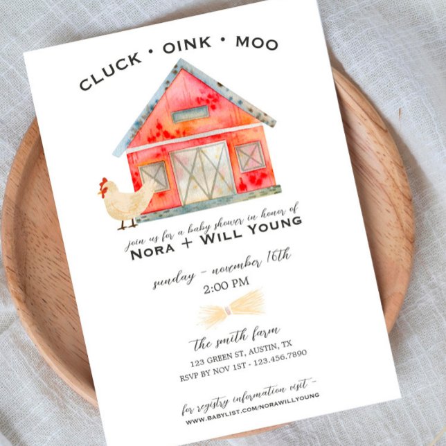 Barnyard Animals - Baby Shower Invitation - Barn (Creator Uploaded)