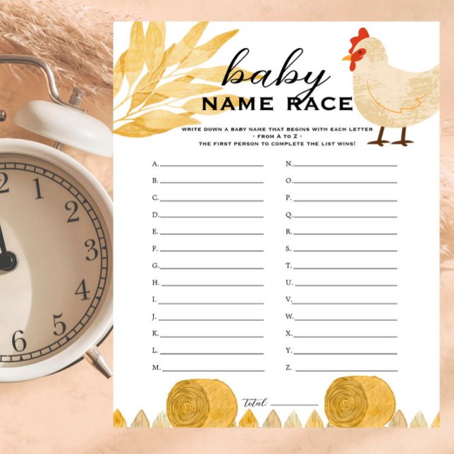 Barnyard Animals - Baby Shower Name Race Game (Creator Uploaded)
