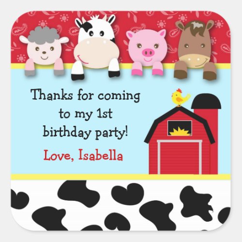 Barnyard animals Birthday Party favor labels