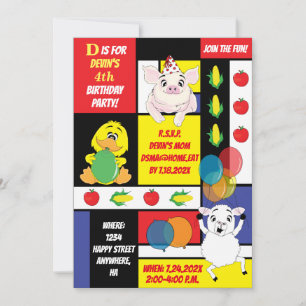 Barnyard Animals Birthday Party Invitation