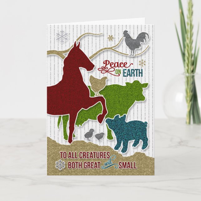 Barnyard Animals Christmas Scrapbook Theme Holiday Card (Front)