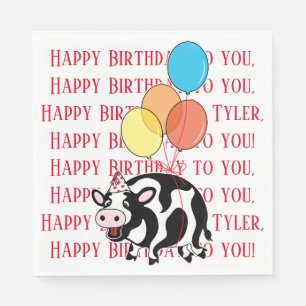 Barnyard Animals Cow Birthday Party Napkins