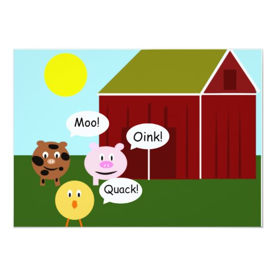 Barnyard Animals Kids Birthday Party Invitations Zazzle Com