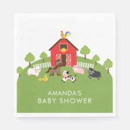 Barnyard Animals Neutral Baby Shower Paper Napkins