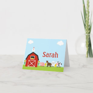 Barnyard Animals Thank You Note Personalized Card