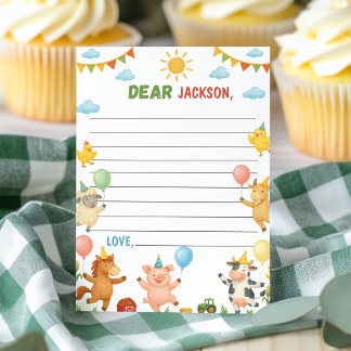 Barnyard Animals Time Capsule Note Message Card