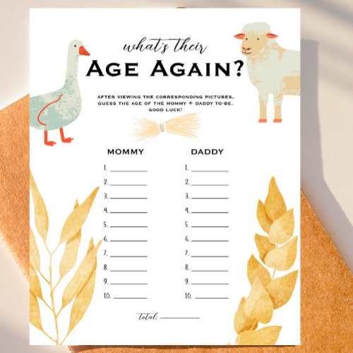 Barnyard Animals _ Whats Their Age Again Game