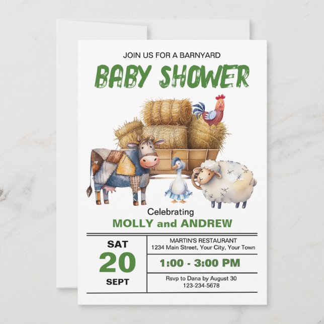 Barnyard Baby Shower Invitation (Front)