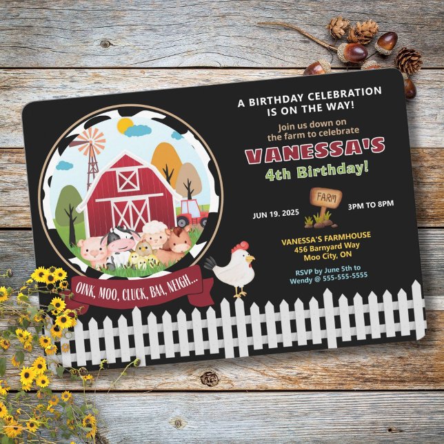 Barnyard Bash Birthday Invitation (Farm theme birthday invitation)