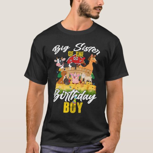 Barnyard Big Sister Of The Birthday Boy Farm Anima T_Shirt