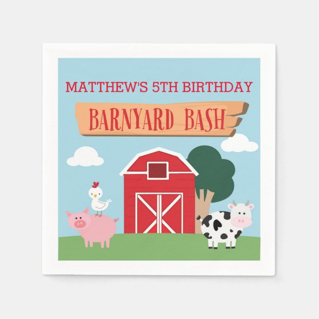 Barnyard Birthday Bash/Party Napkins (Front)