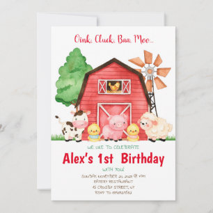 Barnyard Birthday Bash Watercolor Country Farm Invitation
