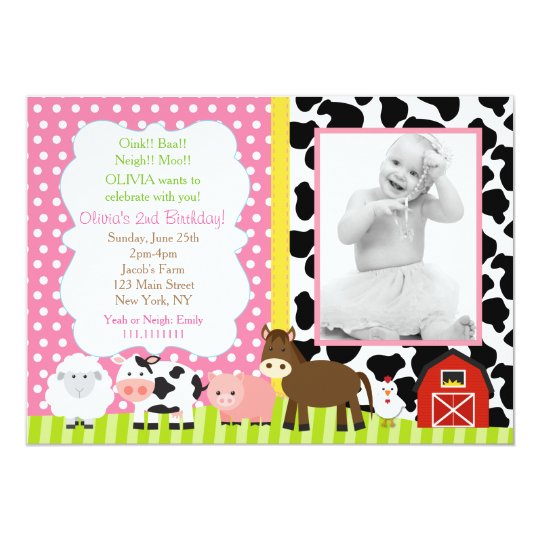barnyard birthday invitations girl