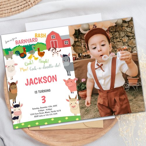 Barnyard birthday invitations with photo