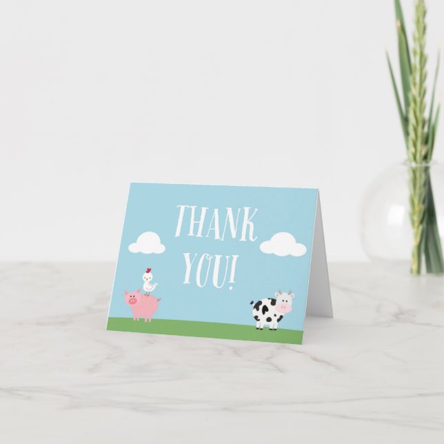 Barnyard Birthday Party/Bash Thank You Card (Front)