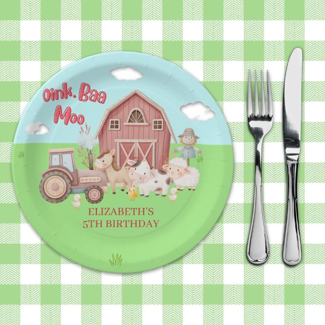Barnyard Birthday Party – Girl’s Farm Animals Paper Plates (Creator Uploaded)