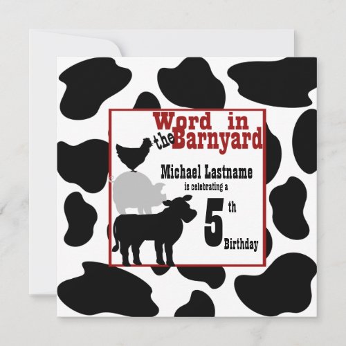Barnyard Birthday Party Custom Announcements