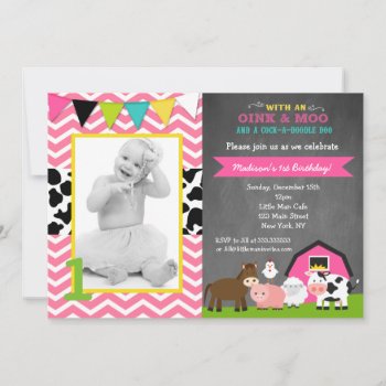 Barnyard Birthday Party Invitations For Girl by SugarPlumPaperie at Zazzle