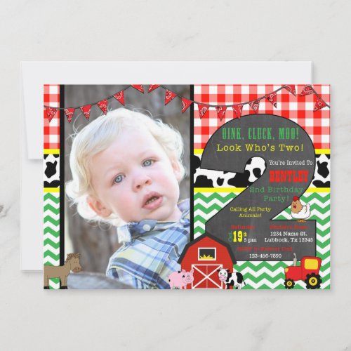 Barnyard Birthday Photo Invitation