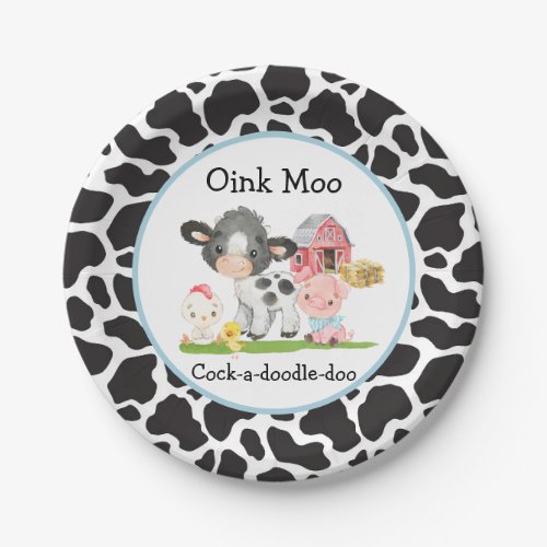 Barnyard Birthday Plate Oink Moo Cockadoodledoo