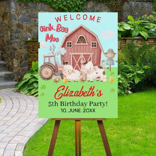 Barnyard Birthday Welcome – Farm Animals Party Foam Board
