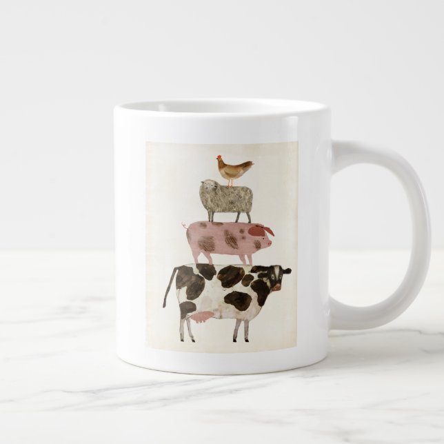 Barnyard Buds - Cow, Pig, Sheep, and Hen Giant Coffee Mug (Right)