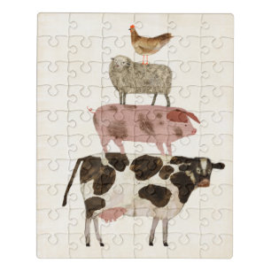Barnyard Buds - Cow, Pig, Sheep, and Hen Jigsaw Puzzle