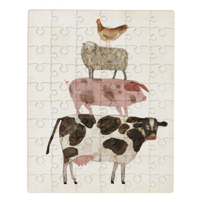 Barnyard Buds - Cow, Pig, Sheep, and Hen Jigsaw Puzzle (Puzzle Vertical)