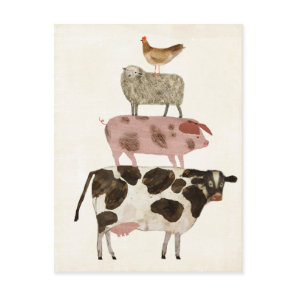 Barnyard Buds - Cow, Pig, Sheep, and Hen Postcard