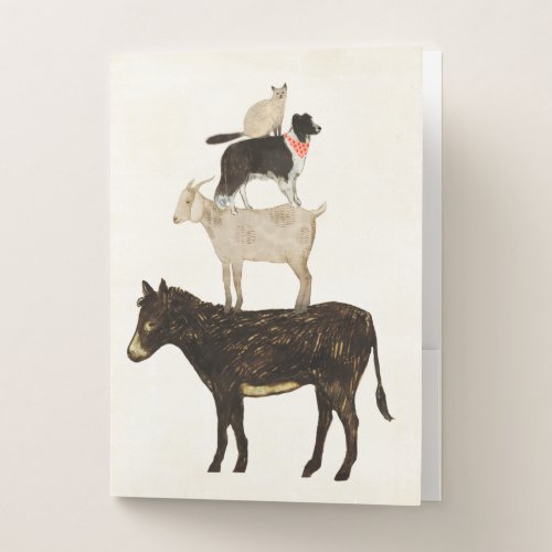 Barnyard Buds _ Donkey Goat Dog Cat Pocket Folder