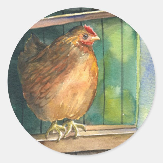 Barnyard Chicken Classic Round Sticker (Front)