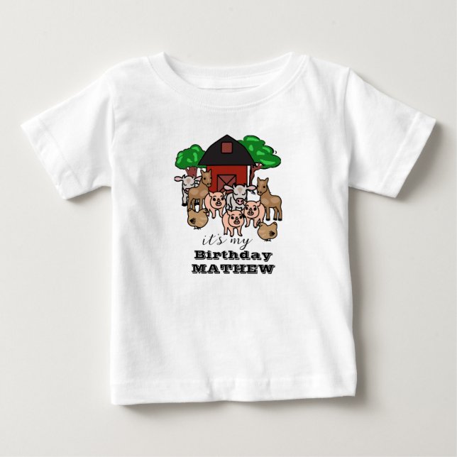 Barnyard Cute It's My Birthday Toddler Baby T-Shirt (Front)